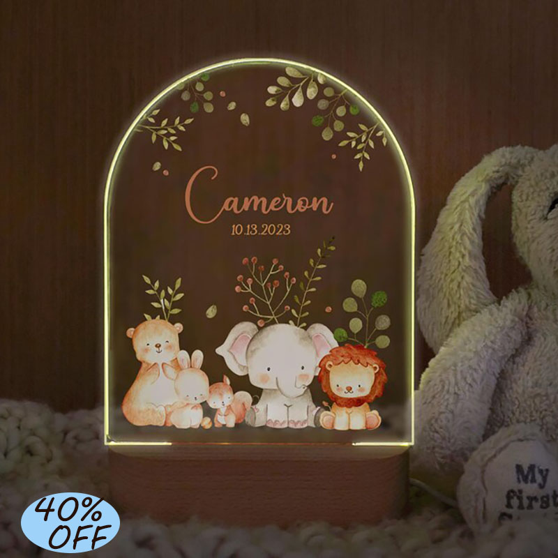 Baby Nursery Boy - Nome personalizzato Luce notturna per bambini