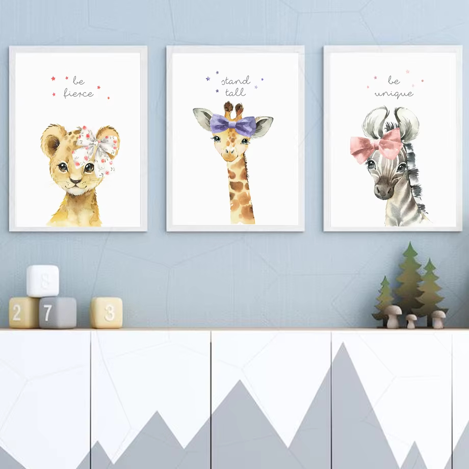 Baby Nursery Giraffe - Leone Zebra Giraffa Elefante Ippopotamo Fiore