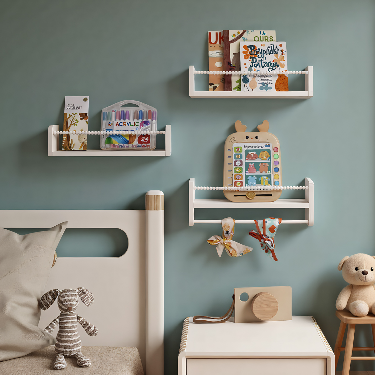 Baby Nursery Bookshelf - Mensole Galleggianti per Libri da Parete,
