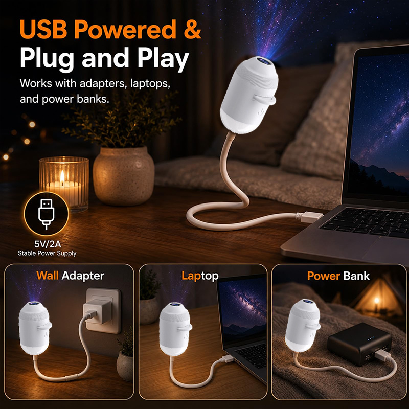 Night Light Projector Stars - Proiettore di Luce Notturna Dinamica, Proiettore