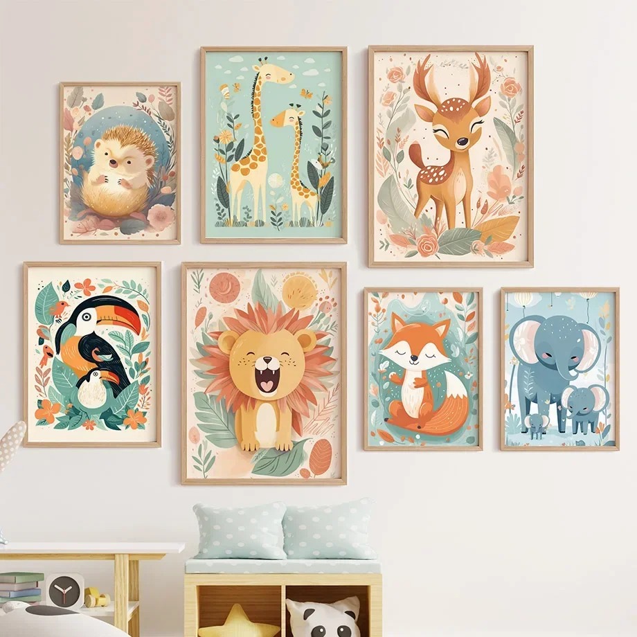 Baby Nursery Giraffe - Quadri su tela con leoni, cervi,