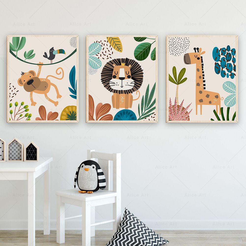 Poster Boho con Scimmie, Leoni - Baby Nursery Giraffe recensione e prezzo