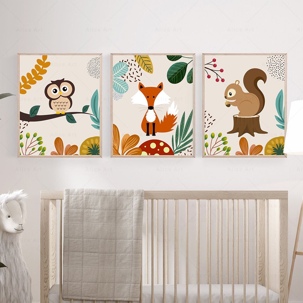 Poster Boho con Scimmie, Leoni - Baby Nursery Giraffe recensione e prezzo