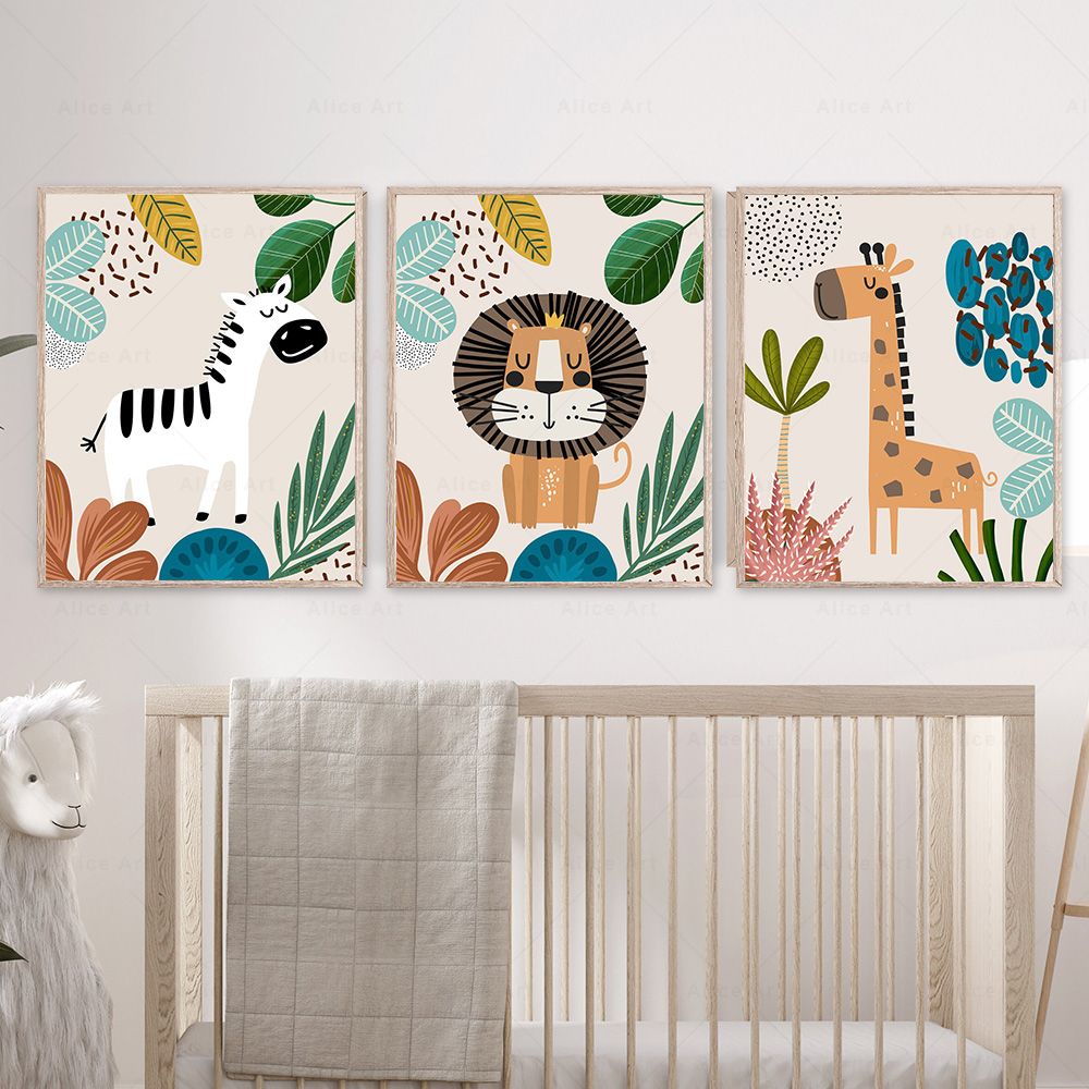 Poster Boho con Scimmie, Leoni - Baby Nursery Giraffe recensione e prezzo