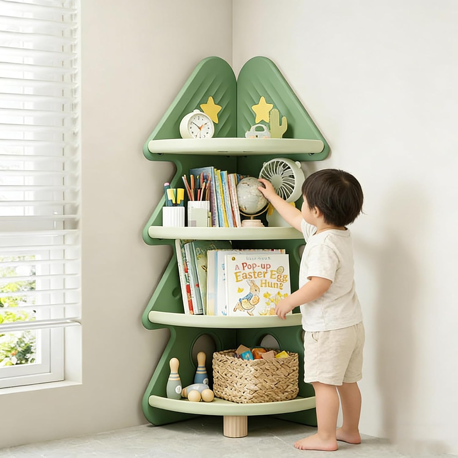 Libreria Angolare a 4 Ripiani, - Baby Nursery Bookshelf recensione e prezzo